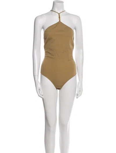 Pre-owned Bottega Veneta Cashmere Halterneck Bodysuit W/ Tags In Neutral