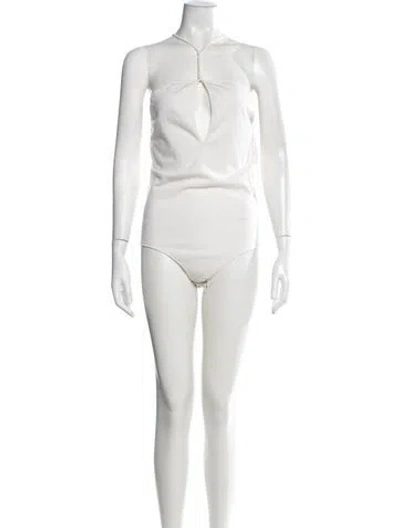 Pre-owned Bottega Veneta Cashmere Halterneck Bodysuit W/ Tags In Neutrals