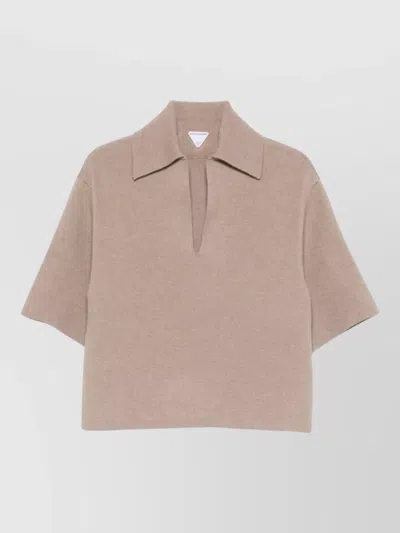 Bottega Veneta Cashmere Knit Polo Shirt Short Sleeves In Animal Print