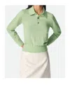 Bottega Veneta Green Polo With Classic Collar And Embroidered Logo On The Front In Light Cashmere Wo In Green