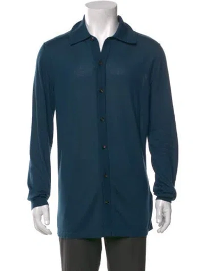 Pre-owned Bottega Veneta Cashmere Long Sleeve Shirt In Blue