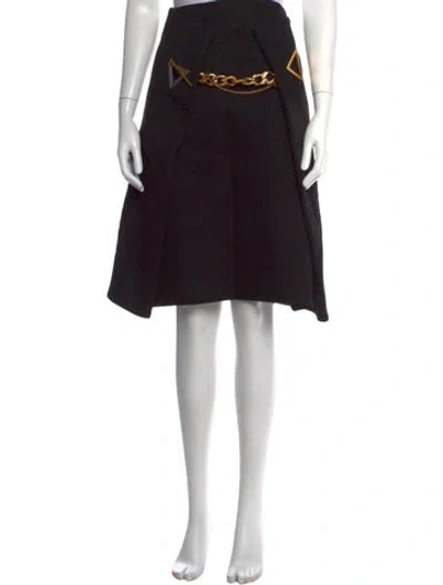 Pre-owned Bottega Veneta Cashmere Midi Length Skirt In Black