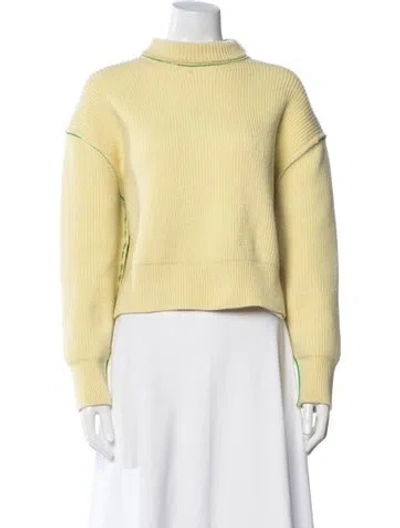 Pre-owned Bottega Veneta Cashmere Mock Neck Sweater In Yellow
