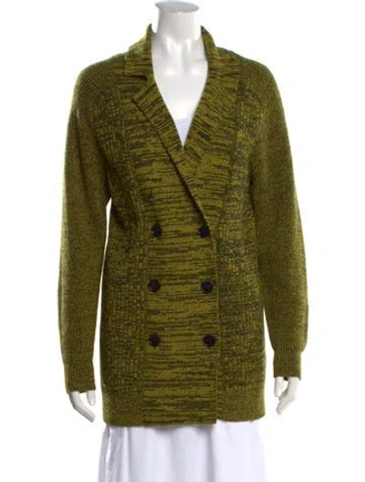 Pre-owned Bottega Veneta Cashmere Open Front Sweater In Black/green
