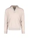 Bottega Veneta Long-sleeved Polo Shirt In Beige