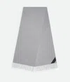 Bottega Veneta Intrecciato Leather-trimmed Fringed Cashmere Scarf In Gray