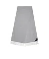 Bottega Veneta Intrecciato Leather-trimmed Fringed Cashmere Scarf In Gray