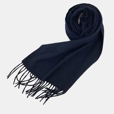 Pre-owned Bottega Veneta Cashmere Scarf In Navy Blue