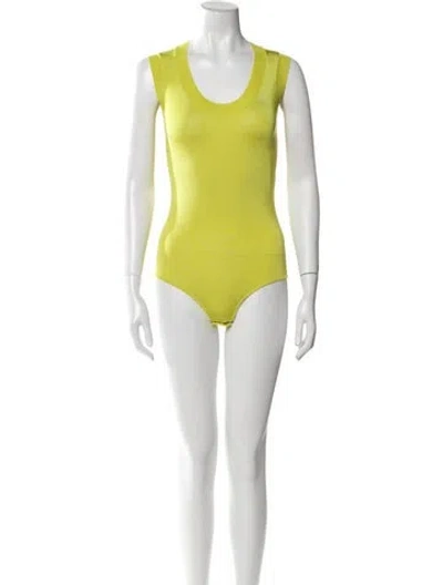 Pre-owned Bottega Veneta Cashmere Scoop Neck Bodysuit W/ Tags In Yellow