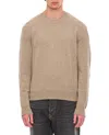 Bottega Veneta Cashmere Pullover With Leather Patches In Brown
