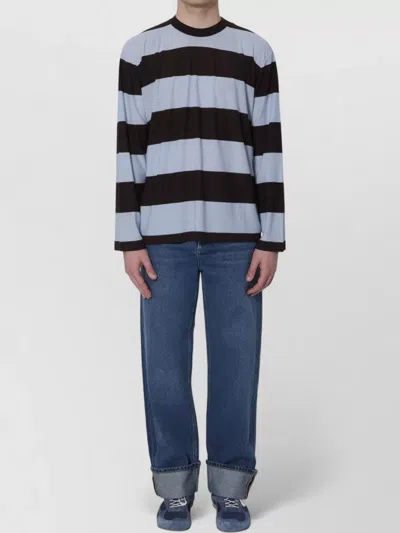 Bottega Veneta Cashmere Sweater Striped Loose Fit Knit In Gray