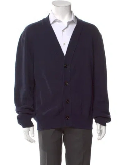 Pre-owned Bottega Veneta Cashmere V-neck Cardigan In Blue