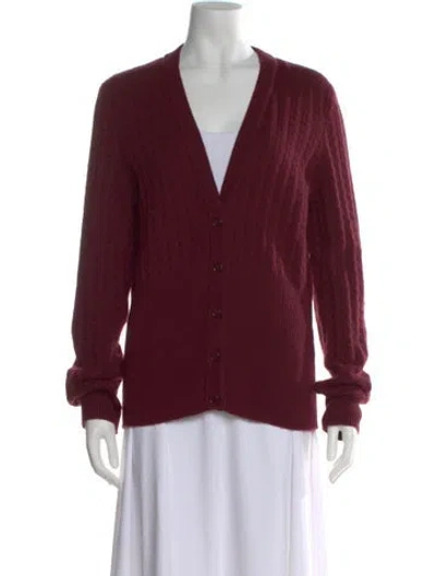 Pre-owned Bottega Veneta Cashmere V-neck Sweater In Burgundy