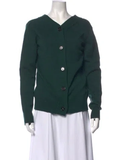 Pre-owned Bottega Veneta Cashmere V-neck Sweater In Green