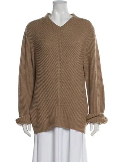Pre-owned Bottega Veneta Cashmere V-neck Sweater In Neutral