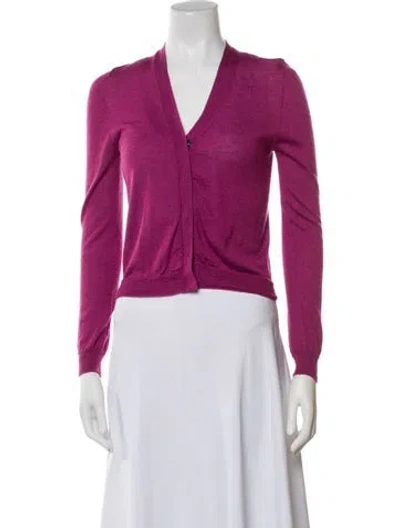 Pre-owned Bottega Veneta Cashmere V-neck Sweater In Purple