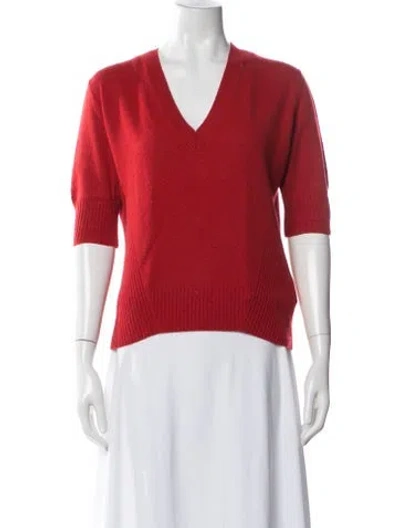 Pre-owned Bottega Veneta Cashmere V-neck Sweater In Red
