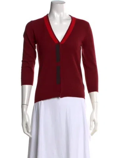 Pre-owned Bottega Veneta Cashmere V-neck Sweater In Red
