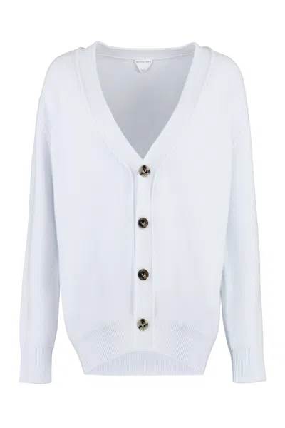 Bottega Veneta Cashmere With Elbow Patches Cardigan In White