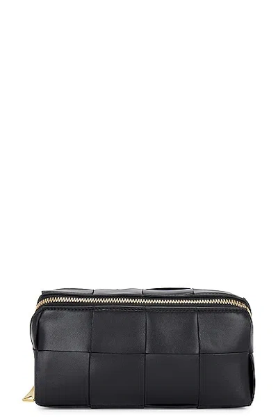 Bottega Veneta Cassette Beauty Case In Black & Gold