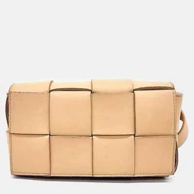 Pre-owned Bottega Veneta Cassette Belt Bag In Beige