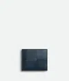 Bottega Veneta Slim Cassette Long Wallet In Deep Blue/ambra