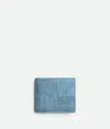 Bottega Veneta Weaving Double Fold Wallet In Blue