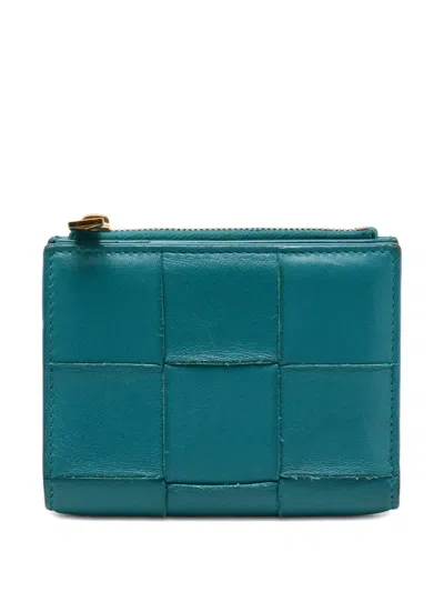 Pre-owned Bottega Veneta Cassette Bi-fold Wallet In Blue