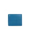Bottega Veneta Leather Cassette Bifold Wallet In Clear Blue