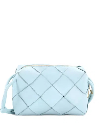 Pre-owned Bottega Veneta Cassette Camera Crossbody Bag Maxi Intrecciato Leather Small Shoulder Bag In Blue