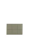 Bottega Veneta Cassette Cardholder In Intreccio Leather In Travertine-gold