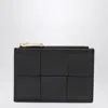 Bottega Veneta | Cassette Card Holder With Black Zip In Black