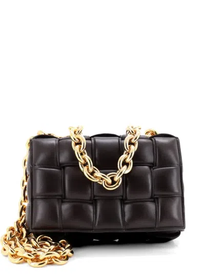 Pre-owned Bottega Veneta Cassette Chain Padded Maxi Intrecciato Leather Crossbody Bag
