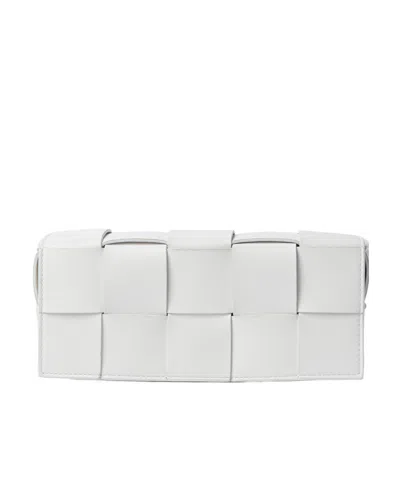 Bottega Veneta Cassette Chain Shoulder Bag In White