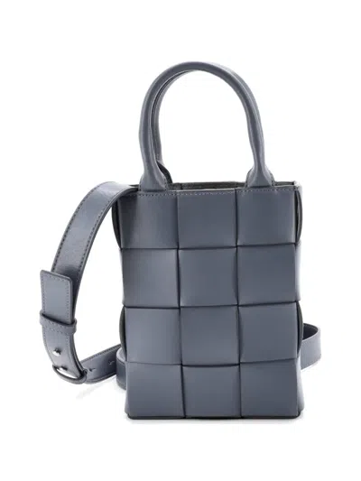 Pre-owned Bottega Veneta Cassette Convertible Maxi Intrecciato Leather Mini Tote Bag In Blue