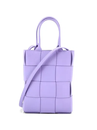 Pre-owned Bottega Veneta Cassette Convertible Maxi Intrecciato Leather Mini Tote Bag In Purple