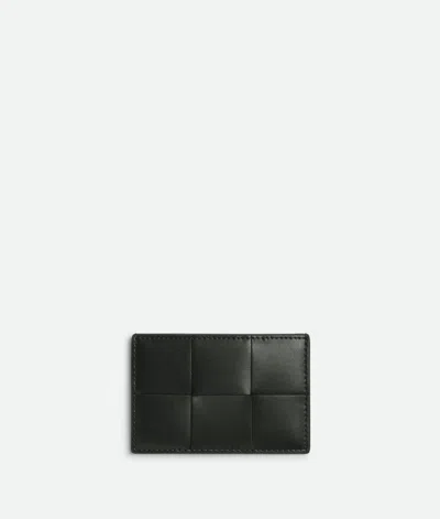 Bottega Veneta Cassette Credit Card Case In Dark Green/agate Grey