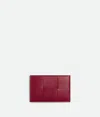 Bottega Veneta Cassette Credit Card Case In Dark Red / Bliss Washed