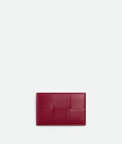 Bottega Veneta Cassette Credit Card Case In Dark Red