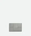 Bottega Veneta Cassette Intrecciato-woven Leather Card Holder In Sterling/zenith