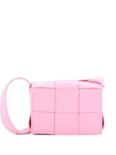 Pre-owned Bottega Veneta Cassette Crossbody Bag Maxi Intrecciato Leather Candy Belt Bag In Pink