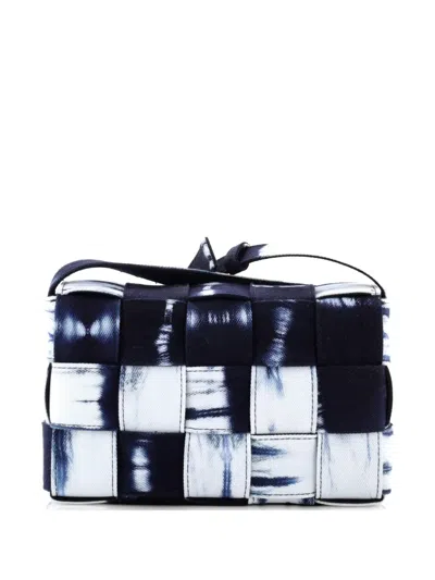 Pre-owned Bottega Veneta Cassette Crossbody Bag Maxi Intrecciato Tie Dye Denim Shoulder Bag In Blue