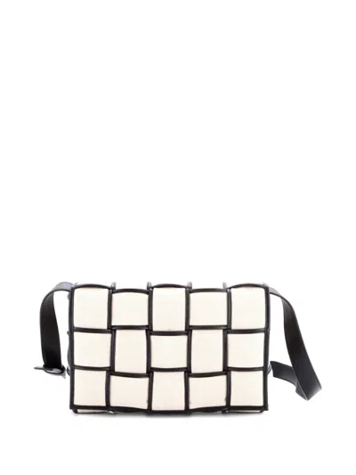 Pre-owned Bottega Veneta Cassette Crossbody Bag Padded Maxi Intrecciato Canvas With Leather Shoulder Bag In Neutral