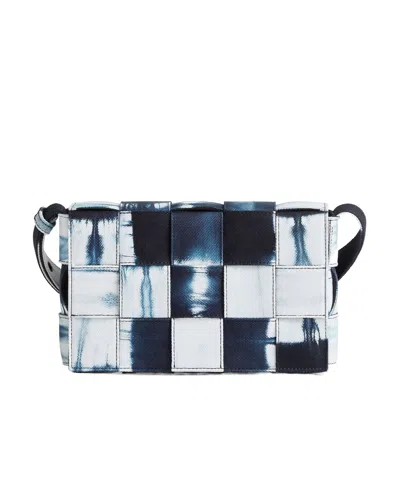 Bottega Veneta Cassette Denim Messenger Bag In White