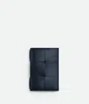 Bottega Veneta Cassette Flap Card Case In Blue