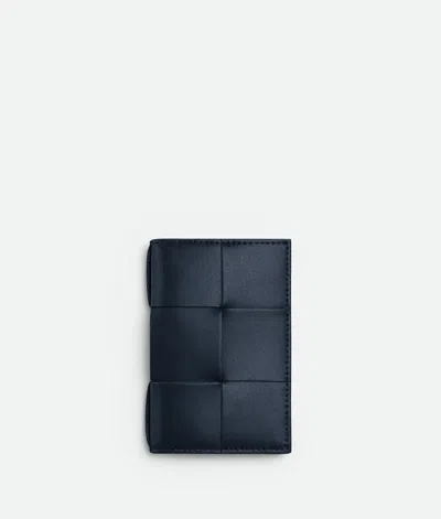 Bottega Veneta Cassette Flap Card Case In Blue