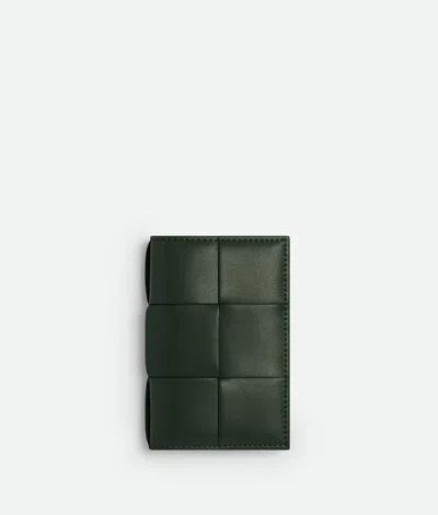 Bottega Veneta Cassette Flap Card Case In Dark Green