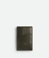 Bottega Veneta Cassette Flap Card Case In Kaki/light Butterscotch