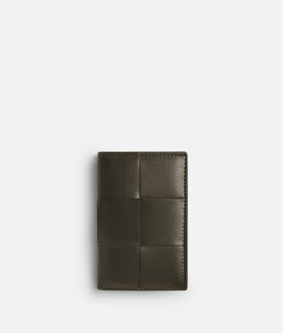 Bottega Veneta Cassette Flap Card Case In Kaki/light Butterscotch