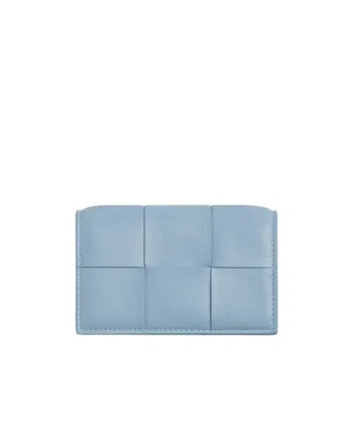 Bottega Veneta Cassette Intraccio Pattern Card Bag In Blue